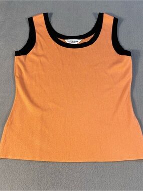 Exclusively Misook women’s Orange Knit Tank Top with Black Trim, size S